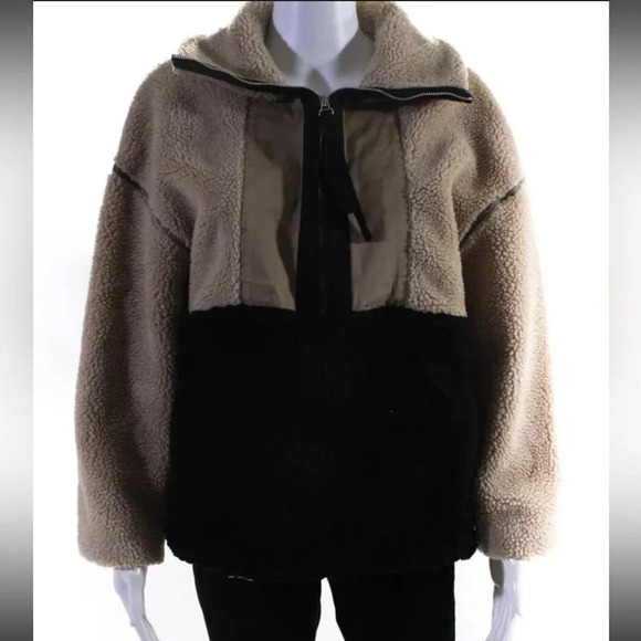 Something Navy Two-Tone Sherpa Pullover Jacket in Beige and Black - Picture 7 of 12